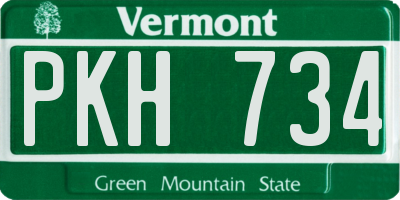 VT license plate PKH734