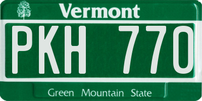 VT license plate PKH770