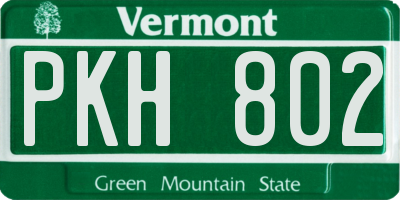 VT license plate PKH802