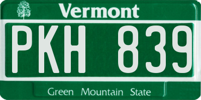VT license plate PKH839