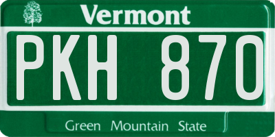VT license plate PKH870