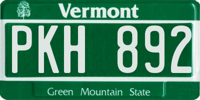 VT license plate PKH892