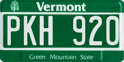 VT license plate PKH920