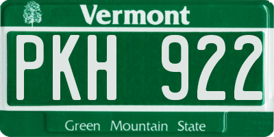VT license plate PKH922