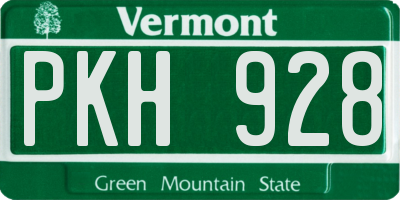 VT license plate PKH928
