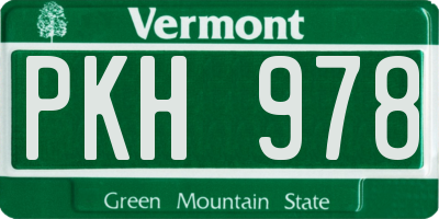 VT license plate PKH978