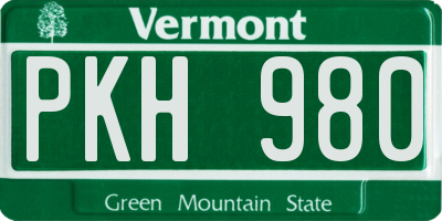 VT license plate PKH980