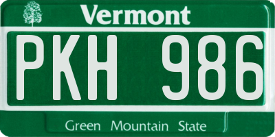 VT license plate PKH986