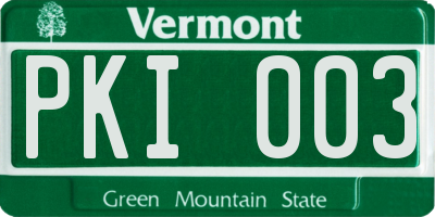 VT license plate PKI003