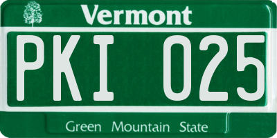 VT license plate PKI025