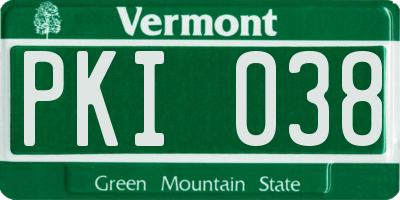 VT license plate PKI038