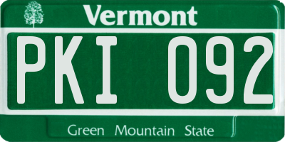 VT license plate PKI092