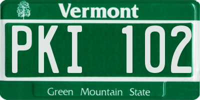 VT license plate PKI102