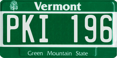 VT license plate PKI196