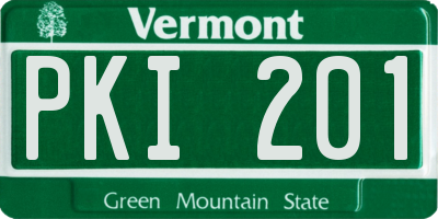 VT license plate PKI201