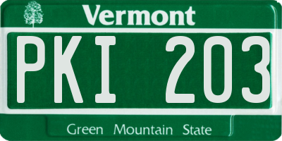 VT license plate PKI203
