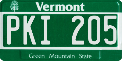 VT license plate PKI205