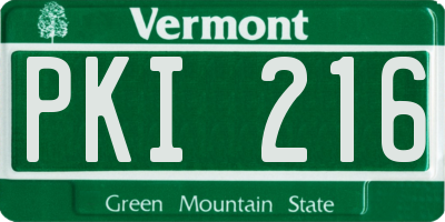 VT license plate PKI216
