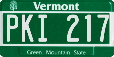 VT license plate PKI217