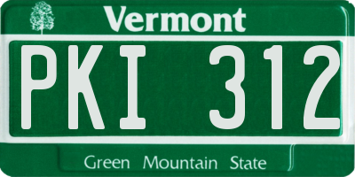 VT license plate PKI312
