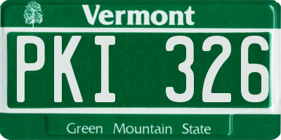 VT license plate PKI326