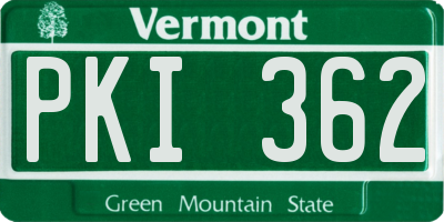 VT license plate PKI362
