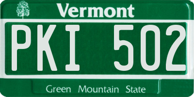 VT license plate PKI502