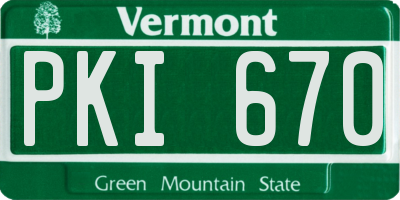 VT license plate PKI670