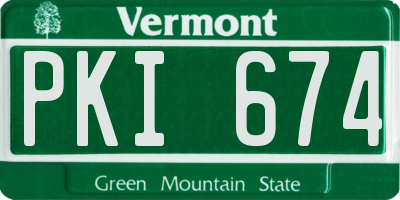 VT license plate PKI674
