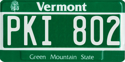 VT license plate PKI802
