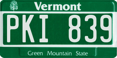 VT license plate PKI839