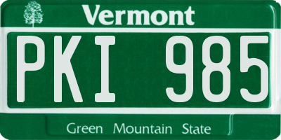VT license plate PKI985