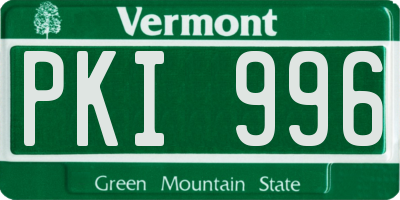 VT license plate PKI996