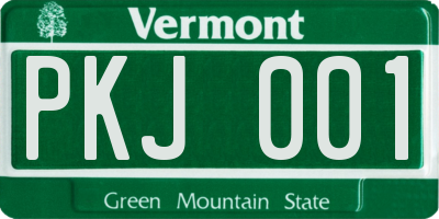 VT license plate PKJ001
