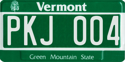 VT license plate PKJ004