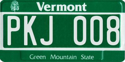 VT license plate PKJ008