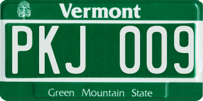 VT license plate PKJ009