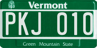 VT license plate PKJ010