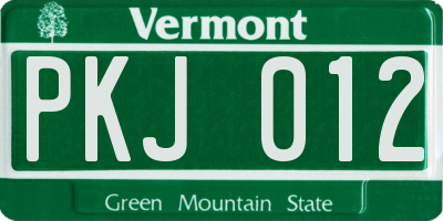 VT license plate PKJ012