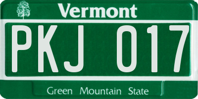 VT license plate PKJ017