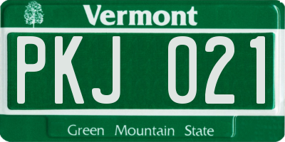 VT license plate PKJ021