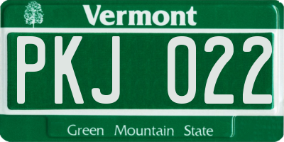 VT license plate PKJ022