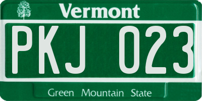 VT license plate PKJ023