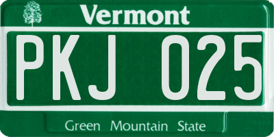 VT license plate PKJ025