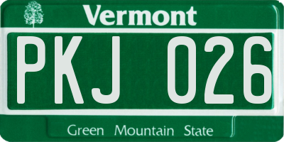 VT license plate PKJ026