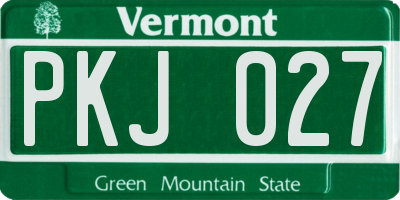 VT license plate PKJ027