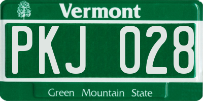 VT license plate PKJ028
