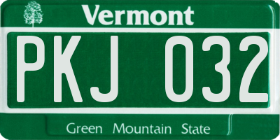 VT license plate PKJ032