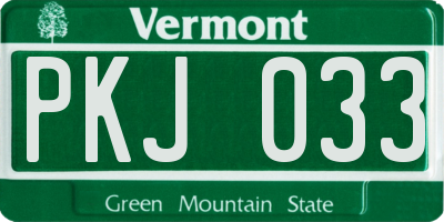 VT license plate PKJ033