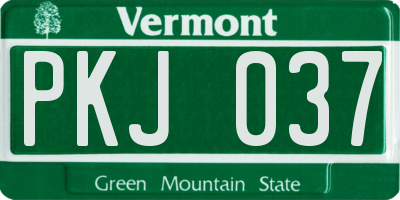 VT license plate PKJ037